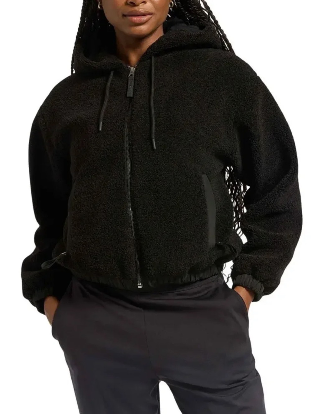 Bandier Black 'Hi Pile' Fleece Jacket Size L - NWT